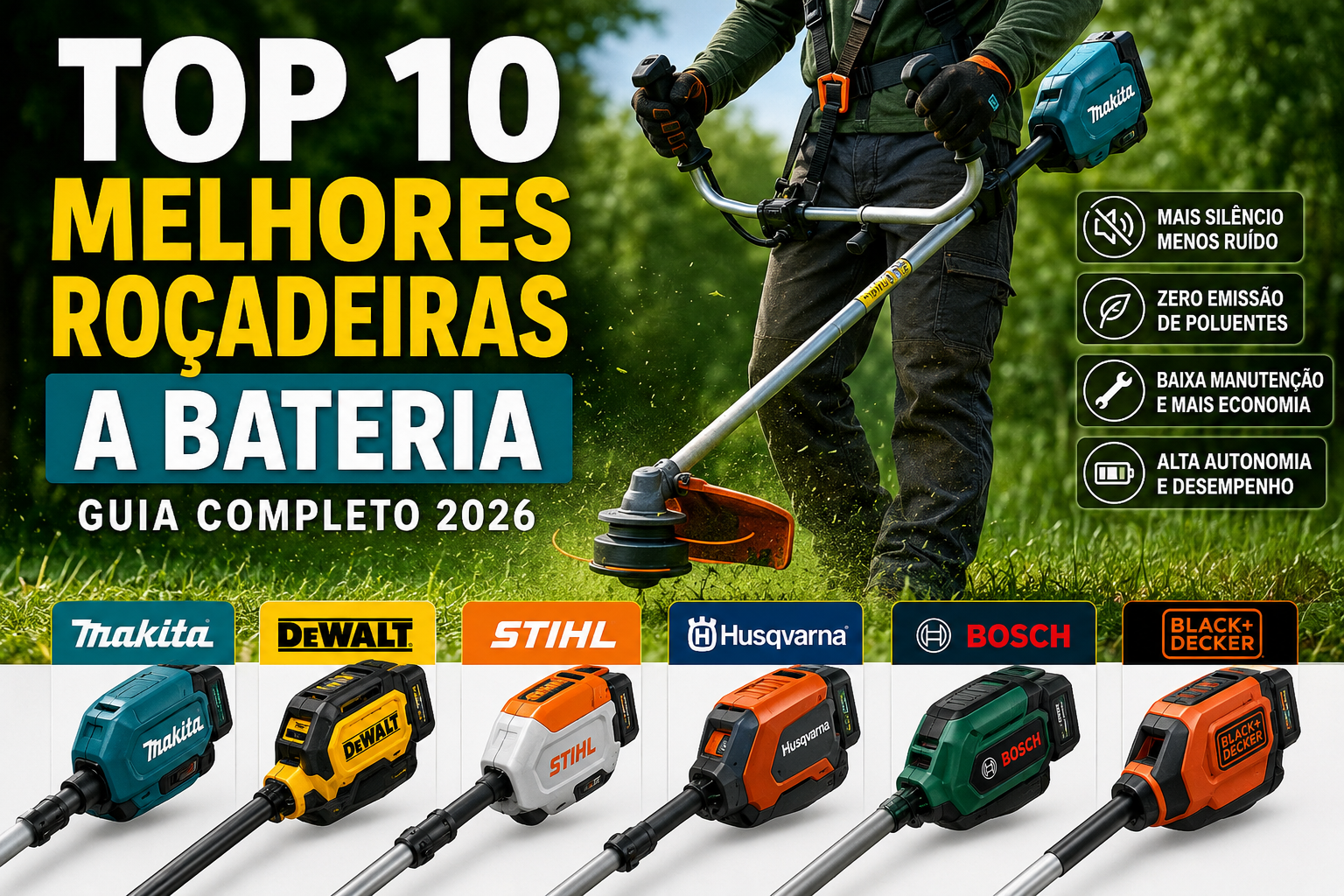 Top 10 Melhores Roçadeiras a Bateria em 2026: Guia Completo Para Escolher o Modelo Ideal