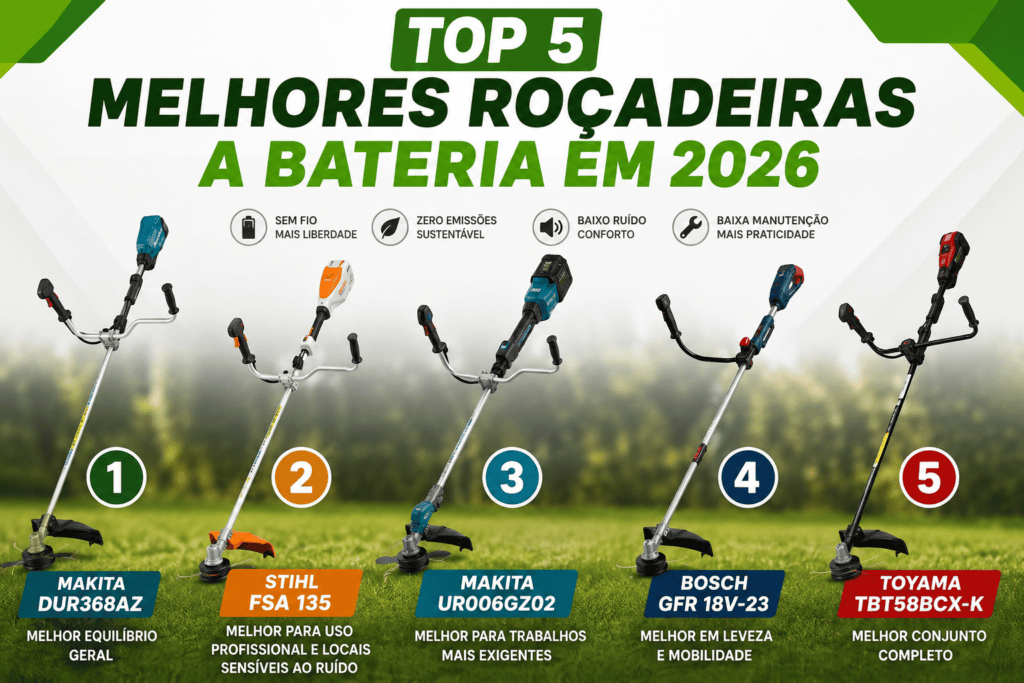 Top 5 Melhores Roçadeiras a Bateria em 2026